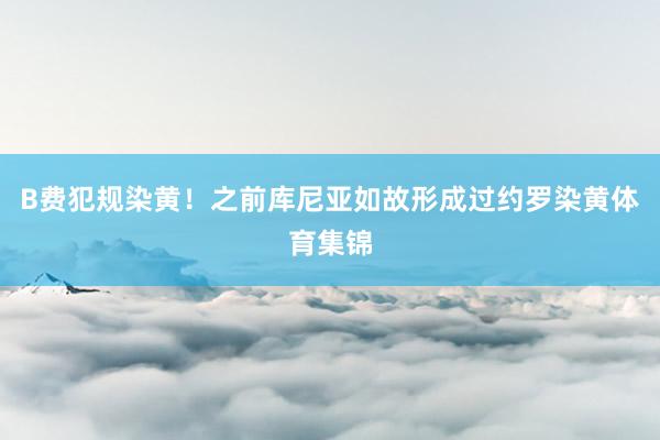 B费犯规染黄！之前库尼亚如故形成过约罗染黄体育集锦