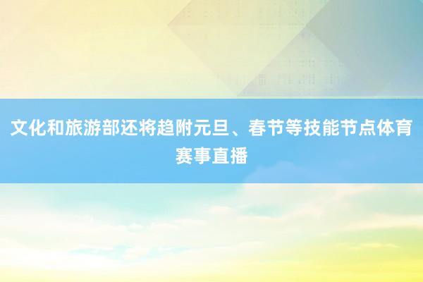 文化和旅游部还将趋附元旦、春节等技能节点体育赛事直播