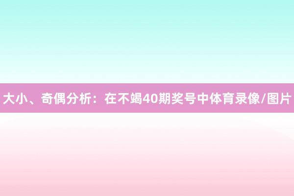 大小、奇偶分析：在不竭40期奖号中体育录像/图片