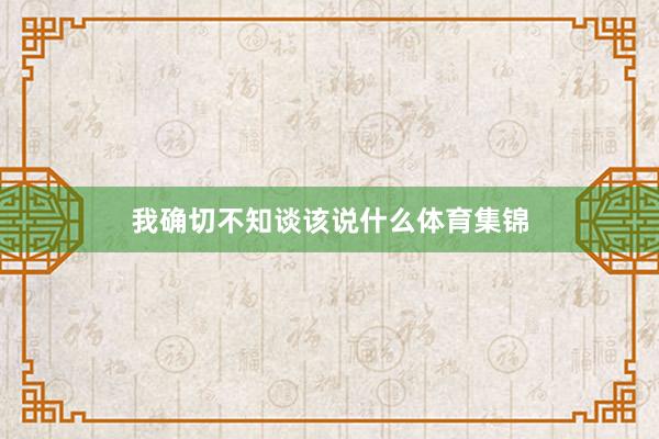 我确切不知谈该说什么体育集锦
