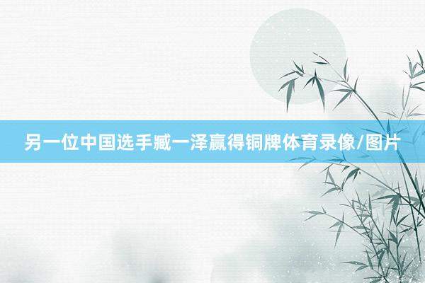 另一位中国选手臧一泽赢得铜牌体育录像/图片