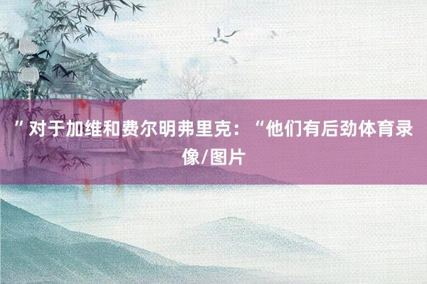 ”对于加维和费尔明弗里克：“他们有后劲体育录像/图片