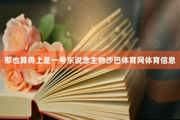那也算得上是一号东说念主物沙巴体育网体育信息