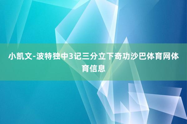 小凯文-波特独中3记三分立下奇功沙巴体育网体育信息