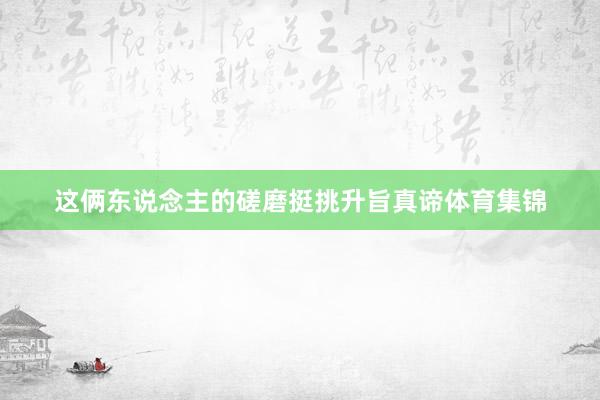 这俩东说念主的磋磨挺挑升旨真谛体育集锦