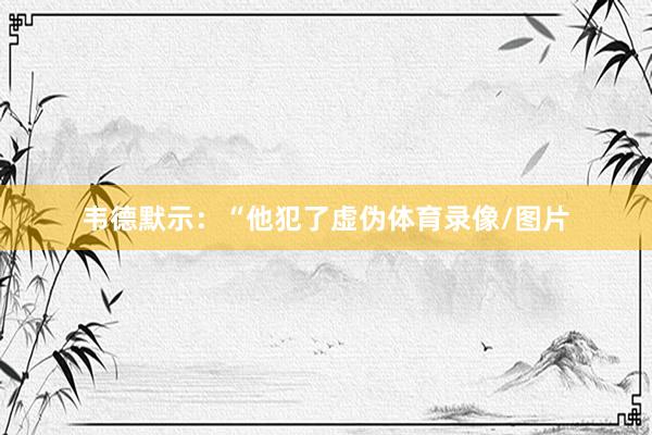 韦德默示：“他犯了虚伪体育录像/图片