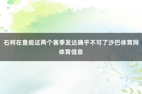 石柯在鲁能这两个赛季发达确乎不可了沙巴体育网体育信息