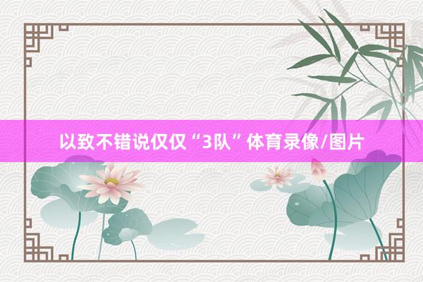 以致不错说仅仅“3队”体育录像/图片