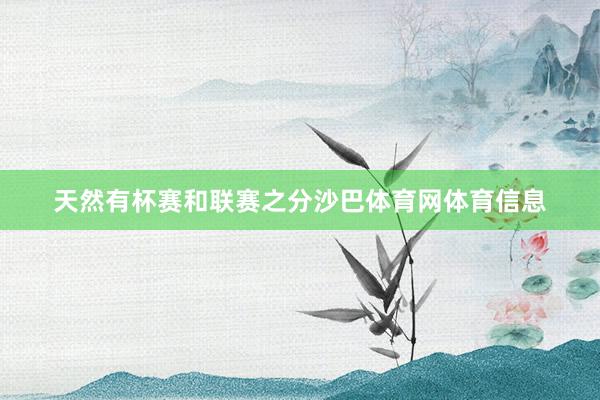 天然有杯赛和联赛之分沙巴体育网体育信息