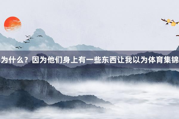 为什么？因为他们身上有一些东西让我以为体育集锦